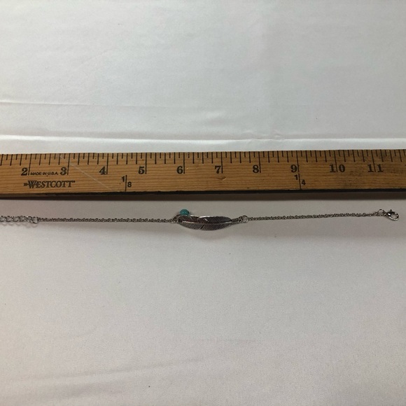 “Silver”Turquoise Feather Anklet Bracelet - Picture 5 of 5